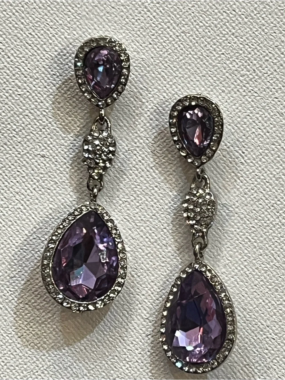 Purple Teardrop Crystal Dangle Earrings - Brand